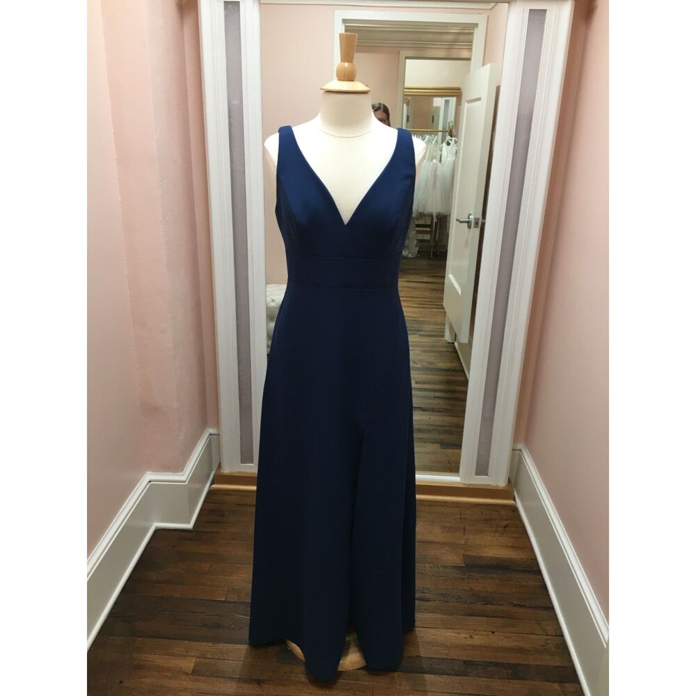 Dessy Long Formal Crepe Bridesmaid Dress. Atlantic Blue Size 10